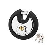 Scheibenschloss, Outdoor/robustes Diskusschloss mit Schlüssel, Vorhängeschloss für Aufbewahrungseinheit, wasserdichter Edelstahl-Scheibenverriegelungsstich mit Gummipuffer für Schuppen, Tore und Zäune