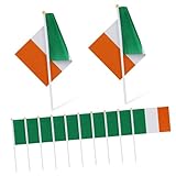 SEWOART 12 Stück Stockflaggen Irland 14x21cm – Leichtgewichtig Stabile Struktur für St Patrick'S Day Sportspiele Schreibtischdekoration Bar