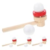 SOPOTUTU 4 Stück Teiliges Holz Schwebende Pusteball und Erwachsene Sensorisches Atemtraining Interaktives Balance Pustespiel Fördert Motorische Fähigkeiten und Eltern Junge Mädchen