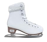 Cox Swain Klassische Eislauf Schlittschuhe ICEPEARL, für Damen und Kinder, bequem, warm gefüttert - Edelstahlkufe vorgeschliffen, White/Silver Gr. 39