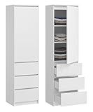 KUBUTKU Mehrzweckschrank mit 3 Schubladen 3 Fächern und Türen Haushaltsschrank Kleiderschrank Büroschrank 180,5x50x40 cm (Weiß)