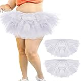 Shihanee Tutu-Rock für Damen und Erwachsene, klassisch, elastisch, Weihnachts-Tutu, Tüllrock, kurz, Dame im 80er-Jahre-Tanz-Design, 5 Lagen, 2 Stück, Weiss/opulenter Garten, Einheitsgröße