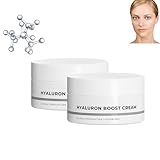 2 Stück Hyaluron Boost Cream, Langanhaltende Feuchtigkeits, Feuchtigkeitscreme mit Hyaluron, für eine zarte glatte Haut, Polstert Linien Fältchen Auf, Anti-Falten, für Männer und Frauen