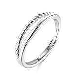 Adramata Ring Silber 925 Damen Verstellbar Drehring Stapeln Daumenring Eheringe Verlobungsring Engagement Ringe Frauen Band Ring Gold Rosegold Silber Ring für Damen Geschenke für Frauen mit Box