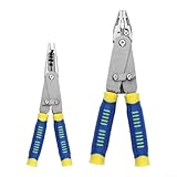 Multifunktionszange, Spitzzange mit Drahtschneider und Abisolierlöchern, Flachzange für Elektriker, geschmiedete Kohlenstoffstahl Kombizange m