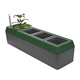 Bio Green Fensterbank-Kräuterbeet Provence | integriertes Bewässerungssystem | 4 Töpfe | Anzuchtset Indoor | Pflanzgefäß mit Wasserstandsanzeige