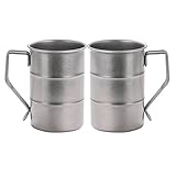 2 x 350 ml Edelstahl-Kaffeetassen mit großem Fassungsvermögen, Ölfässer-Form, Bierkrug, Outdoor, Camping, Trinkutensilien, Edelstahl-Kaffeetasse