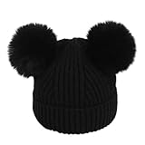 Kleinkind Säugling Baby Kinder jungen Mädchen geknickte Wollen Kopfbedeckung Mütze Baby Neugeborene Erstausstattung (black, One Size)