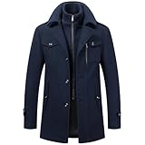 Mantel Herren Wintermantel Winterjacke Business Freizeit Warm Wollmantel Kurzmantel Winter Coat Men Herren-MäNtel,Marineblau,XL