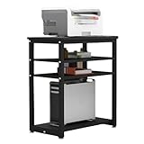 AV-Medienständer, 4-lagiger CD-Player-Ständer, Offenes Aufbewahrungs-Audio-Rack, AV-Medien-Audio-Ständer for Wohnzimmer, Büro, Theater, Aufnahmestudio, Einkaufszentren(Black+Black)