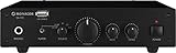 MONACOR SA-100 kompakter Universal Stereo-Verstärker, HiFi Verstärker mit frontseitigem USB-Anschluss zur Stromversorgung und zum Laden externer Geräte, in Schwarz