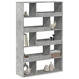 Tidyard Bücherregal Raumteiler mit 10 Böden Standregal Wandregal Büroregal Aktenregal Bücherschrank Betongrau 100x33x156,5 cm Holzwerkstoff
