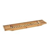 SoBuy 80cm Lang- Schöne Badewannenablage aus Bambus Badewannenbrett Badewannenauflage Wannenbrücke BHT ca. 80x4,5x14,6cm FRG212-N