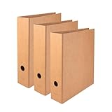 FALKEN Original 3er Pack Vegan-Ordner Pure Nature. Made in Germany. 8 cm breit DIN A4 Braun Aktenordner Briefordner Büroordner Pappordner Schlitzordner