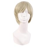 MapofBeauty 10 Zoll/25 cm Side Pony Mode Herren kurze Gerade Perücke Hohe-Temperatur Faser Normale Perücke (Gold)
