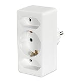 Hama Steckdosenadapter (Steckdosenadapter 3fach, 2 Euro, 1 Schutzkontakt, Mehrfachstecker, Multistecker, Mehrfachsteckdose, Mehrfachsteckdose ohne Kabel, Multisteckdose, 3fach Multistecker) weiß