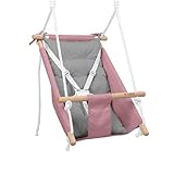 Tulano Hop 40 | 3-in-1 Babyschaukel Kinder Schaukelwippe mit Sicherheitsgurt | Indoor & Outdoor | Holz & Baumwolle | bis 60 kg | Beidseitige Polsterung | Baby Kleinkindschaukel ab 6 Monaten