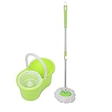 Set Clean Mop Wischmopp, Eimer und Schleudermopp, einfach zu bedienen, Wischmopp mit integriertem Schleudermechanismus, zur Bodenreinigung