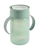 BÉABA, 360°-Lernbecher mit Tropfstopp, Trinklernbecher, Patentierter Auslaufsicherer, ab 12 Monaten, Abnehmbare Griffe, mit Hygienedeckel, Trinkbecher Stabil, Leicht, 340 ml, Salbeigrün