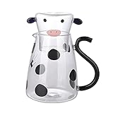 Qianly Teekrug, Glaskaraffe, Glaswasserkrug für Heißes Und Kaltes Wasser, Getränke, Kaffee, EIS Zitronen Tee Und Saftgetränke, KLEIN