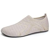 IceUnicorn Badeschuhe Damen Strandschuhe Herren Barfuss Socken Schwimmschuhe Aquaschuhe Wasser leich(342Beige,38/39EU)