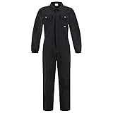 BWOLF ANAX Arbeitsoverall Herren Overall Herren Arbeitskleidung 100% Baumwolle Arbeitsoveralls mit 5 Taschen (Schwarz, M)