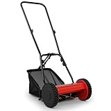 SOARS Spindelmäher, Rasenmäher mit 30 cm Schnittbreite, 18,5 Liter Fangkorb, 4-stufiger Schnitthöheneinstellung 15-40mm, Handrasenmäher 5 Stahlmessern