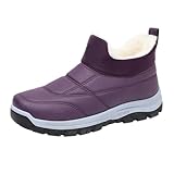 Generisch Schneestiefel Damen Winter Fleece Gefütterte,Warme Baumwollstiefel Schwarz Leichte Damen,rutschfest Plateau Schlupfstiefel Verdickte Bequeme Warme Weiche Sohle