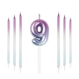 Mciskin Bunte Zahlenkerzen, Kerze für Kuchen, Geburtstagskerzen, Hochzeitsdekorationen, Partykerzen, Geburtstagskerzen für 9 Jahre, Jungen, Mädchen, Tortenaufsatz, Geburtstagskerzen Nummer 9