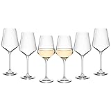 Gerlach 1760 Weingläser Weißweingläser Weißweinkelche Gläser Set 6 Stück 450 ml Kristallglas Wein Glas Spülmaschinenfest Modern