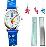 Erste Uhr für Kinder, Cartoon-Armbanduhr, Cartoon-Armbanduhr, Kinder, analoge Quarzuhr, Kinder-Zeitlehrer, Quarz-Armbanduhr, Cartoon-Kinderuhr, Geschenk für Mädchen und Jungen, Alter 3–11 Jahre, blau