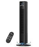 PNTCK Turmventilator, Ventilator leise mit Fernbedienung, 90° oszillierender Standventilator mit 4 Geschwindigkeiten & 4 Modi, 12H Timer, 8 m/s Luftstrom, Ventilator für Zuhause, Büro & Innenräume