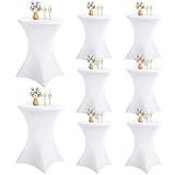 LYAFS 8er-Set Stretch Stehtisch Husse für Bistrotisch Ø 70-75 cm Elegante,Verstärkung im Fußbereich,Stretch-Husse Weiß Hussen für Stehtische und Bistrotische (weiß, 70 x 110 cm)