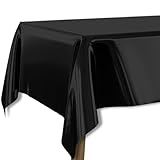 PartyWoo Tischdecke Schwarz, 137 x 274 cm/ 54 x 108 Zoll Rechteckige Abwaschbar für 6 bis 8 Fuß Tisch, Tischtuch, Table Cloth, wasserdichte Tischdecke für Party, Geburtstag (1 STÜCK)