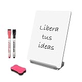 Yagee Multifunktionales Schreibtisch-Whiteboard mit Handy- und Tablet-Halterung - Doppelseitige Schreibtafel für Büro und Schule - Inklusive Aufbewahrungsbox, Marker und Radiergummi - 24×17cm