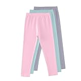 MEIHAOYIT 3er Pack Mädchen Leggings Baumwolle Elastischem Bund Schlaghose Einfarbig Skinny Hose Fitness Outdoorhose Herbst Kinder Jogginghose Bequeme Yoga Hosen Sweatpants 20 Rosa 160