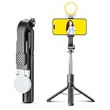 Selfie Stick Stativ mit Fülllicht,125cm extra langes Handy Stativ,einziehbarer tragbarer Selfie Stick mit Abnehmbarer Fernbedienung und stabilem Stativständer,für Samsung/Huawei/iPhone