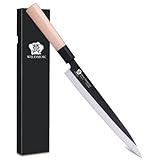 WILDMOK Sashimi-Messer 25,5 cm – Perfektes Yanagiba-Messer zum Schneiden von Sushi, Filetieren und Zerteilen von Fisch – Klinge aus deutschem Stahl und traditioneller Holzgriff