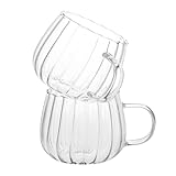 Sewroro 2 Stück Transparente Glasbecher mit Henkel 450 ml Hitzebeständig Frühstücksbecher für Kaffee Tee und Milch