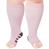 Ancrina Kompressionsstrümpfe für Damen, breite Wade, offener Zehenbereich,Kniehohe Kompressionsstrümpfe, zehenlose Stützsocken
