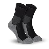 gipfelsport Wandersocken Herren & Damen, Outdoor Trekkingsocken | Hiking Socks, Wanderstrümpfe aus Merinowolle | Trekking Socken für Wandern mit extra Polster | Größe 42-44 I Schwarz, Dick I 1x Paar