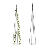 Relaxdays Rankhilfe Obelisk, 2er Set, HBT: 120x16x16 cm, Rankpyramide Kletterpflanzen, Metall, freistehend, schwarz