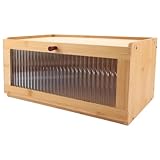 APACALI 1 Stück Brotkasten Bambus, 40x24x20CM Brotbox Holz, Brotkasten Holz mit Klappdeckel, Brotbox zur Brotaufbewahrung, Brot Aufbewahrungsbox, Brotbehälter Visualisiert für Brot, Natur Bambus