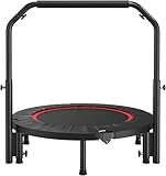 Zusammenklappbares Mini-Trampolin, Fitness-Rebounder mit verstellbarem Schaumstoffgriff, Übungssprung für Erwachsene, Training im Innen- und Außenbereich, maximale Belastung 330 Pfund
