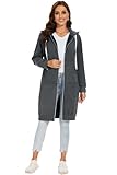YOSICIL Damen Herbst Winter Outing Stil Frauen Warm Reißverschluss Öffnen Clubbing Dating Elegante Hoodies Sweatshirt Langen Mantel Jacke Tops Outwear Hoodie Outwear Kapuzenpullover,Dunkelgrau,M