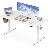 OffiGo Höhenverstellbarer Schreibtisch, 160 cm Elektrischer Schreibtisch, Ergonomischer Tisch mit Memory-Funktion, Tisch Höhenverstellbar, Moderner Computertisch für Zuhause und Büro, Weiß