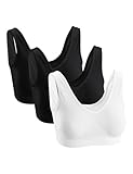 Basic Treasure 3er Set Damen Seamless Komfort BH, Bustier ohne Bügel, mit abnehmbare Polsterung, Nahtloser, gepolsterter und Soft BH (M, Schwarz/Weiß/Schwarz)