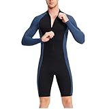 VLOBAOM Neoprenanzug 1,5 Mm Neopren Frontreißverschluss Langarm Tauchanzug Shorty Ganzkörper-Nassanzüge Für Herren Badeanzug,3XL,A