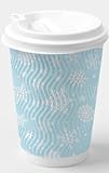JarThenaAMCS Weihnachts-Kaffeetassen mit Deckel, isoliert, gewellt, gewellt, Pappbecher, blaue Schneeflocke, Einwegbecher für den Winter, Weihnachten, Partyzubehör, 100 Stück