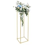 Blumenständer Gold 50*50*180cm Metall Hochzeitsblumenständer Tragkraft 8kg Rechteckige Blumen Display Rack Weihnachtsblumenständer Hochzeit Herzstücke für Hochzeit Party Weihnachtsdekoration